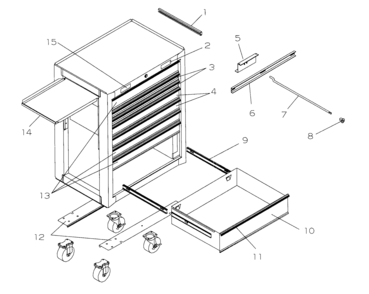 Tool Chest Diagram and Parts List for 706659136  Craftsman Tool Stand & Cart