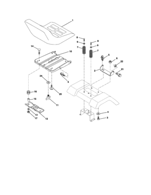 Seat Assembly Diagram and Parts List for 917287054  Craftsman Lawn Tractor