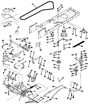 Drive Diagram and Parts List for 917271010  Craftsman Lawn Tractor