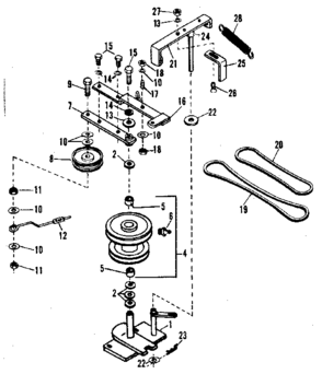Pulley Assembly Diagram and Parts List for 842240731  Craftsman Snow Blower