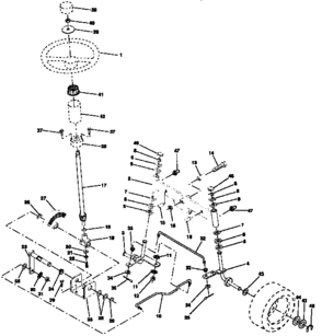Steering Assembly Diagram and Parts List for 917257620  Craftsman Lawn Tractor