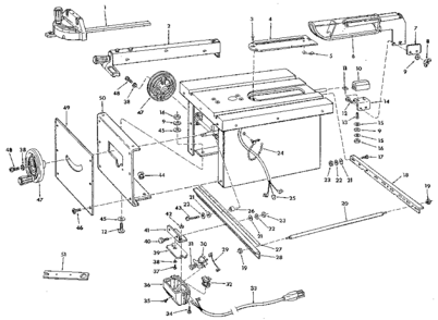 Figure 1 Diagram and Parts List for 113226670  Craftsman Table Saw