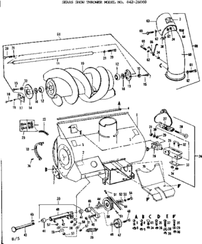 Auger  Assembly Diagram and Parts List for 84226008  Craftsman Snow Blower