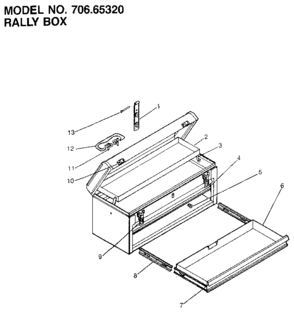 Rally Box Diagram and Parts List for 70665320  Craftsman Tool Stand & Cart