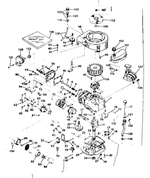 Basic Engine Diagram and Parts List for 143187082  Craftsman Engine