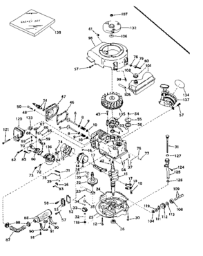 Basic Engine Diagram and Parts List for 143197032  Craftsman Engine