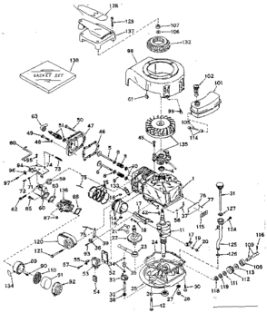 Basic Engine Diagram and Parts List for 143194092  Craftsman Engine