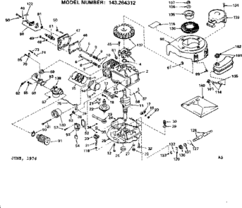 Replacement Parts Diagram and Parts List for 143264312  Craftsman Engine