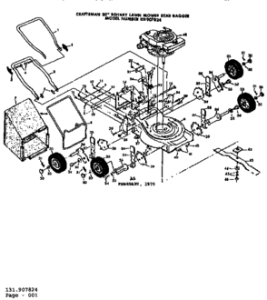 Replacement Parts Diagram and Parts List for 131907824  Craftsman Lawn Mower