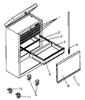 Chest Diagram and Parts List for 706658251  Craftsman Tool Stand & Cart