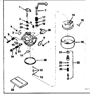 Carburetor No. 631923 Diagram and Parts List for 143774132  Craftsman Engine