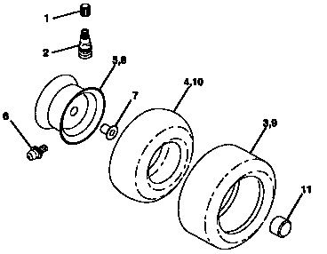 Wheels And Tires Diagram and Parts List for 917257620  Craftsman Lawn Tractor