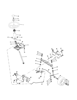 Steering Assembly Diagram and Parts List for 917277370  Craftsman Lawn Tractor