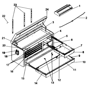 Chest Diagram and Parts List for 706597214  Craftsman Tool Stand & Cart