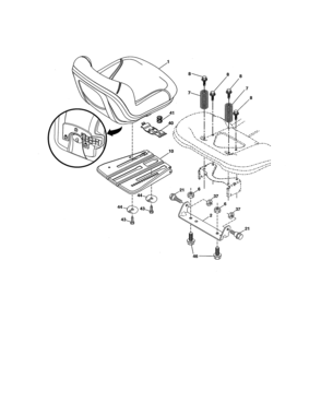 Seat Assembly Diagram and Parts List for 917273941  Craftsman Lawn Tractor