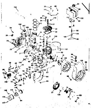 Basic Engine Diagram and Parts List for 143594072  Craftsman Engine