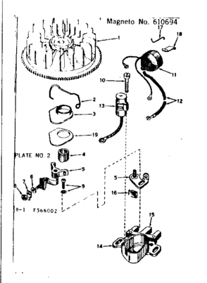 Magneto Diagram and Parts List for 143566002  Craftsman Engine