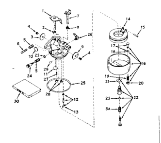 Carburetor No. 630987a Diagram and Parts List for 143164162  Craftsman Engine