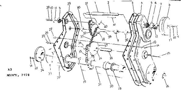 Chain Case Assembly Diagram and Parts List for 247298750  Craftsman Tiller