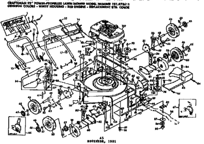 Mower Deck Diagram and Parts List for 131978611  Craftsman Lawn Mower