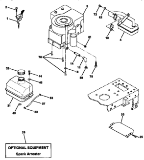 Engine Diagram and Parts List for 917258515  Craftsman Lawn Tractor
