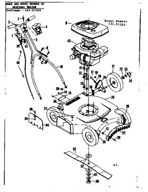 Replacement Parts Diagram and Parts List for 13191203  Craftsman Lawn Mower