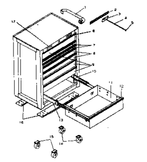 Chest Diagram and Parts List for 706596193  Craftsman Tool Stand & Cart