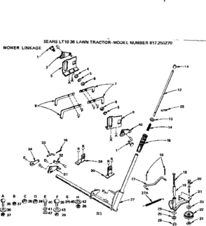 Mower Linkage Diagram and Parts List for 917255270  Craftsman Lawn Tractor