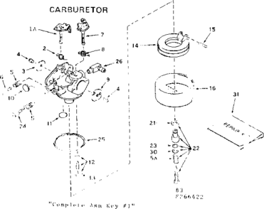 Carburetor Diagram and Parts List for 143266422  Craftsman Engine