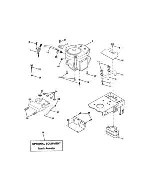 Engine Diagram and Parts List for 917271823  Craftsman Lawn Tractor