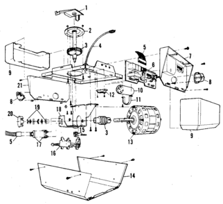 Chassis Assembly Diagram and Parts List for 13953611  Craftsman Garage Door Opener