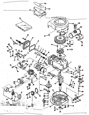 Basic Engine Diagram and Parts List for 143133022  Craftsman Engine