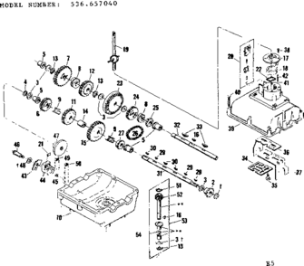 Transmission Diagram and Parts List for 536657040  Craftsman Lawn Mower