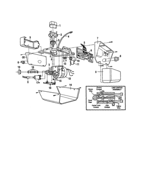 Opener Assembly Diagram and Parts List for 13953662SRT1  Craftsman Garage Door Opener