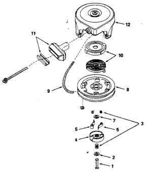 Rewind Starter Diagram and Parts List for 143796192  Craftsman Engine