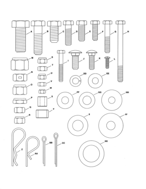 Full Size Hardware Chart Diagram and Parts List for 486248476  Craftsman Lawn Tractor