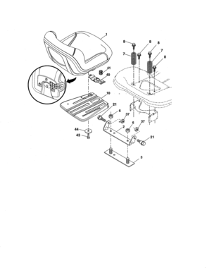 Seat Diagram and Parts List for 917203900  Craftsman Lawn Tractor