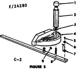 Miter Gauge Assembly Diagram and Parts List for 11324280  Craftsman Scroll Saw