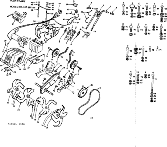 Replacement Parts Diagram and Parts List for 917298120  Craftsman Tiller