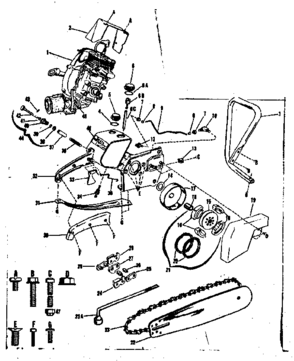 Main Frame Diagram and Parts List for 917350710  Craftsman Chainsaw