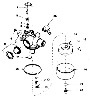 Carburetor Diagram and Parts List for 143354392  Craftsman Engine