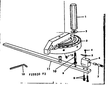 Part Location Diagram of 62351 Craftsman Table saw miter gauge indicator holder