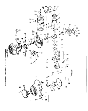Engine Diagram and Parts List for 91760015  Craftsman Chainsaw