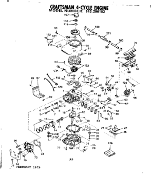 Replacement Parts Diagram and Parts List for 143296102  Craftsman Engine