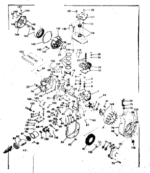 Basic Engine Diagram and Parts List for 143591062  Craftsman Engine
