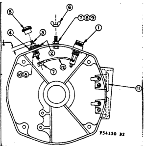 Rear Bearing Carrier Assembly W/battery Charging Terminals Diagram and Parts List for 58054150  Craftsman Engine