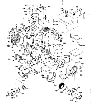 Basic Engine Diagram and Parts List for 143586142  Craftsman Engine