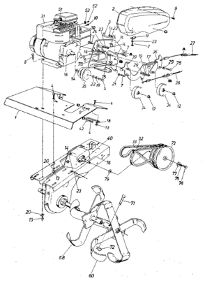 Engine Diagram and Parts List for 247298620  Craftsman Tiller