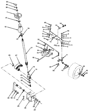 Steering Assembly Diagram and Parts List for 917255575  Craftsman Lawn Tractor