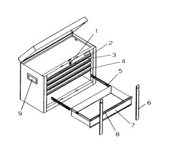 Part Location Diagram of F917A5 Craftsman Tool chest instruction sheet